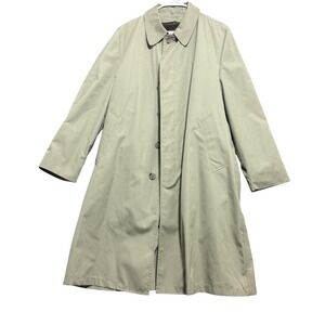 Raintamer Coat Mens 42 Regular Beige Raincoat Faux Fur Lined Button Front Raglan